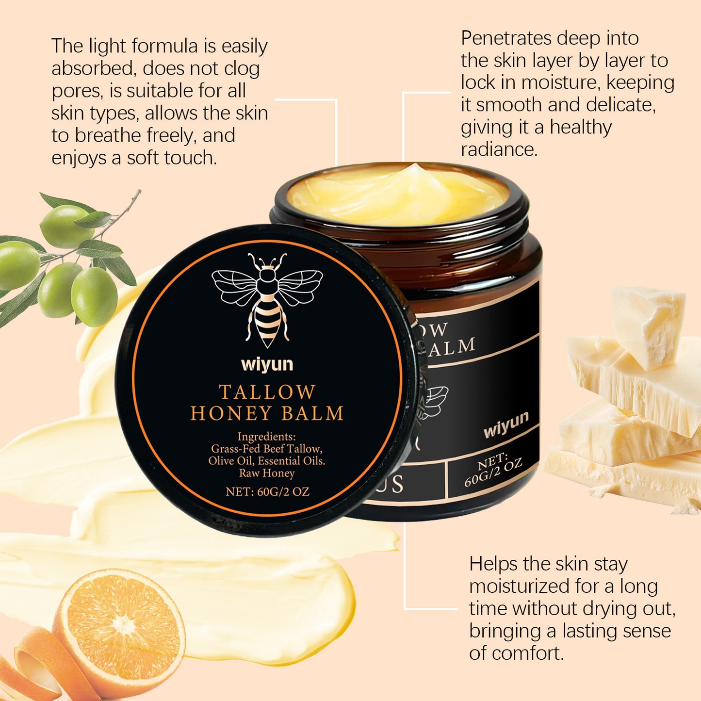 Butter Honey Moisturizing Cream Mild Hydrating Lasting Non-stick