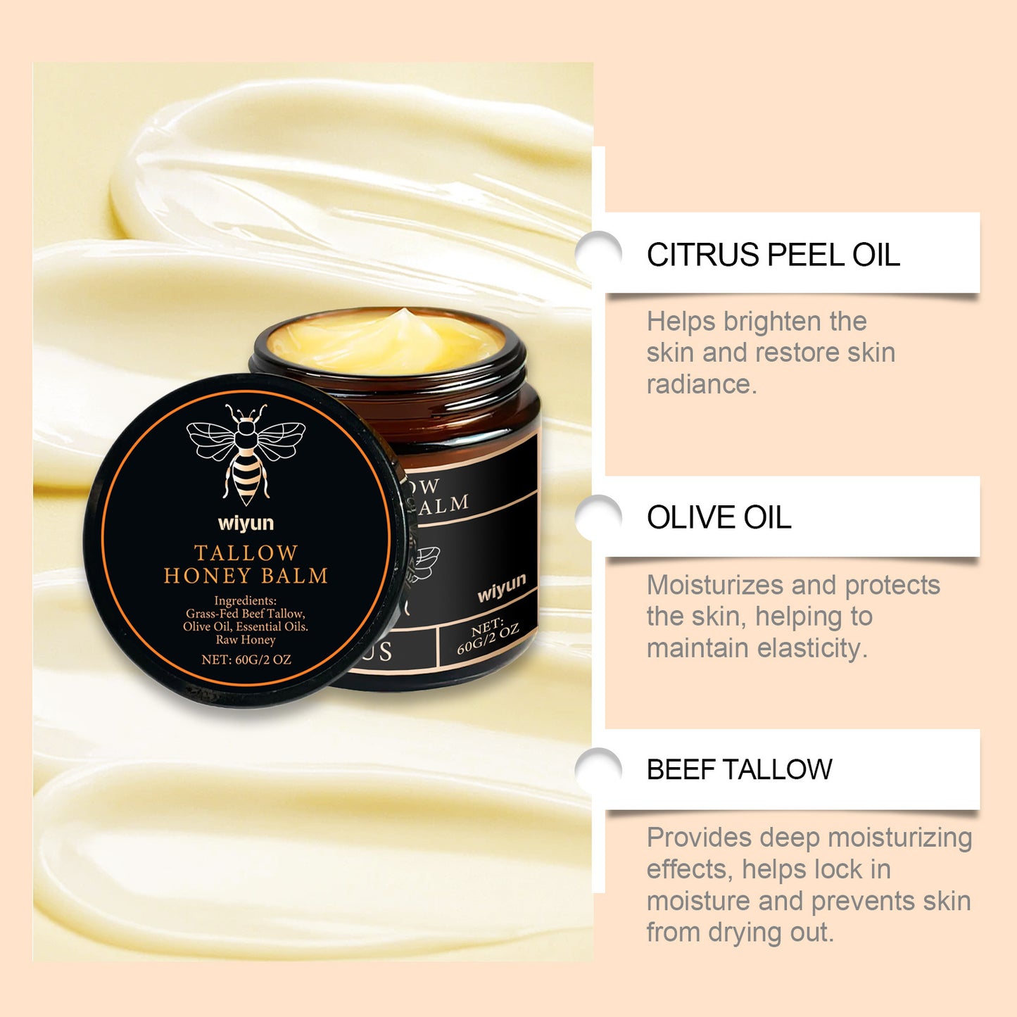 Butter Honey Moisturizing Cream Mild Hydrating Lasting Non-stick